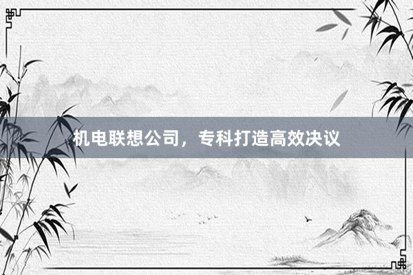 机电联想公司，专科打造高效决议